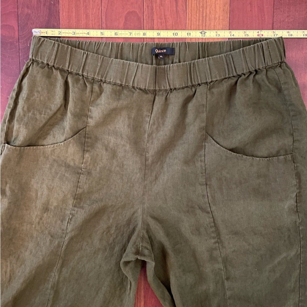 Quince 100% European Linen Tapered Ankle Pants in Martini Olive Color Size XL - Picture 10 of 13